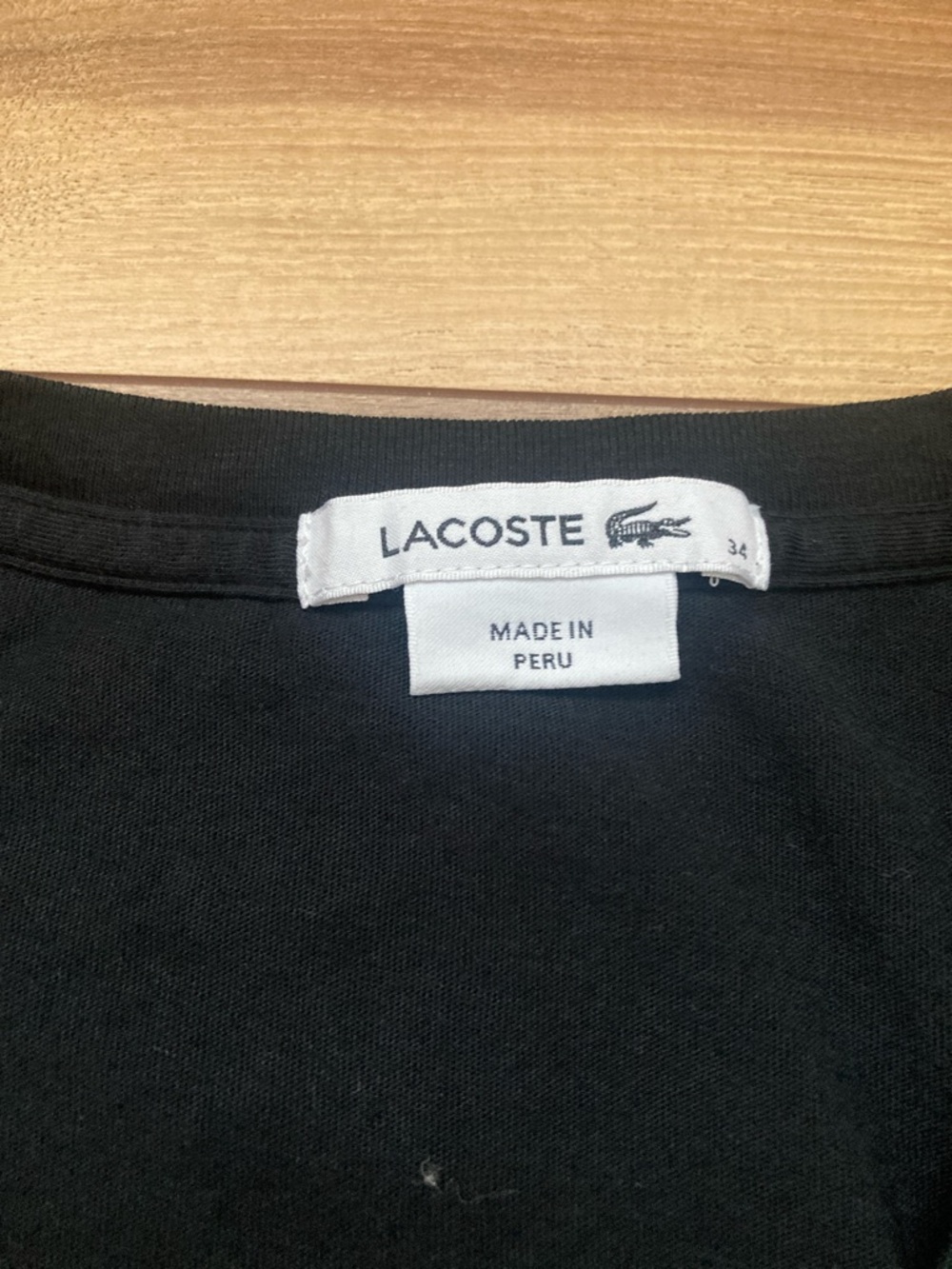 Lacoste Black V-Neck Cotton Long Sleeve Tee - Picture 3 of 8